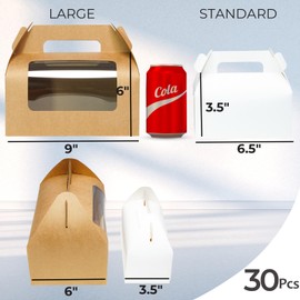 UnicoPak 30 Pack 9x6x6 Large Gable Boxes Treat Boxes with Window Food-Grade Gift Boxes Paper Boxes for Food Bakery Boxes for Birthday Wedding Party Favors Picnic Business
