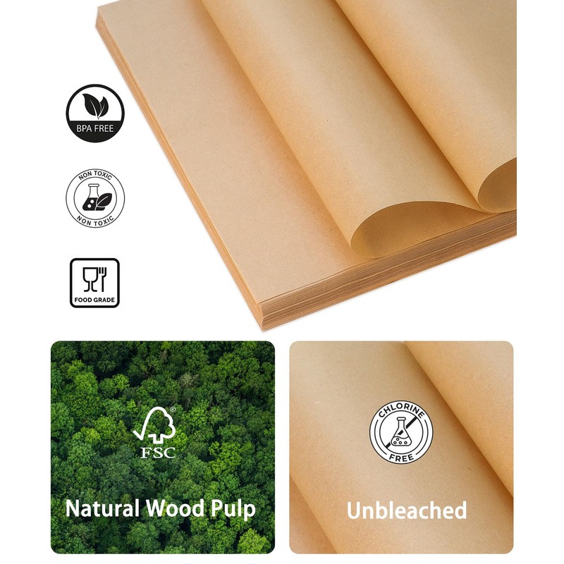 Unbleached Parchment Paper Sheets – 12" x 16.5" Pre-Cut, Non-Stick,