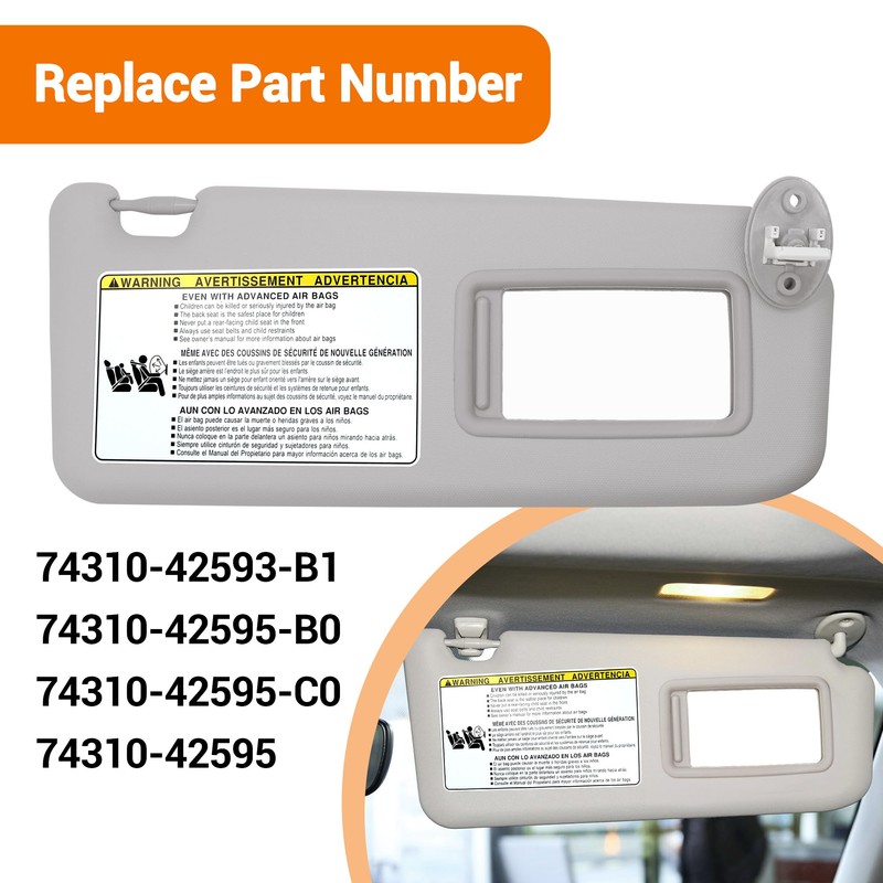 LoloWheat Sun Visor W/Extension Plate Fit for 2013-2018 RAV4 Replace