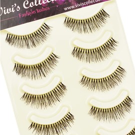 Vivis False Eyelashes 5 Pairs Short Natural Lashes Volume, Hand-made Fake Eye Lash, Black Soft, for Various Makeups - 111M