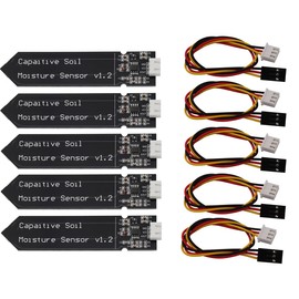 Heevhas Capacitive Soil Moisture Sensor Corrosion Resistant Moisture Detection Garden Watering DIY (Pack of 5)