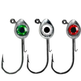 Pfeibk 15PCS Fishing Eyes Jigs Swimbait Jig Head - 3D Eyes Saltwater Jig Heads for Fishing 3/8 1/4 3/16 oz Jig Head, Trout Bass Hook Freshwater Walleye Striper Walleye Jigheads (mixcolor Eye, 3/8 oz)
