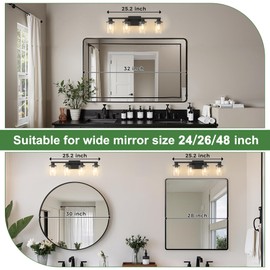 DORESshop 4-Light Vanity Light Fixtures, Black with Gold Trim Bathroom Light Fixtures Over Mirror with Clear Glass Shade, Modern Vanity Lights for Living Room Bedroom