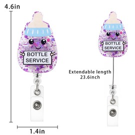 8 Pcs Labor and Delivery Nurse Badge Reel, Mother Baby OBGYN Badge Reel Gifts, Cute Glitter Obstetrics Retractable Holder with Alligator Clip for Ob L&D Nicu Postpartum Doctor