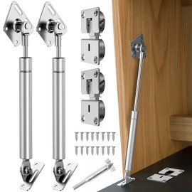 Drop Down Gas Struts,with 90 Degree Page Turning axis,Gas Spring Hinge,for Cabinet and Desk Downward Flap Slowly Down,Only Open Down The Door (2PCS-Silver-Drop Down Gas Struts)