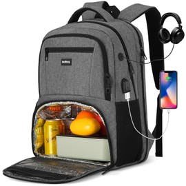 kadilong 17.3 Inch Insulated Backpacks with Cooler&Laptop Compartment,Travel Backpack with Lunch Box Bookbag for Work,Sturdy College Computer Backpack for Men Women Mochilas Lonchera para Hombre