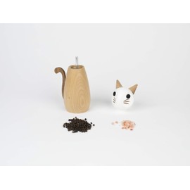 Peterson Housewares Cat Salt or Pepper Mill - Wooden Spice Grinder