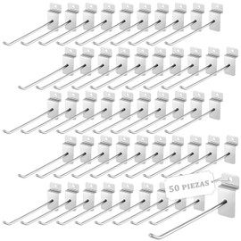 GUDREN Ganchos para Panel Ranurado, 15cm, 50Pk Ganchos Para Panel De Pared De Listones, Ganchos para Estanterías, Gancho Para Estante De Tienda Para Productos De Pared (15CM)