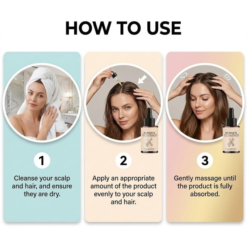 Aceite for el cuidado del cabello con cuentagotas preciso