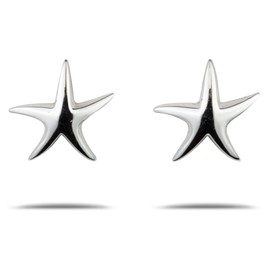925 Solid Sterling Silver Starfish 16mm Post Stud Earrings – Small Fish Stud Earrings - Hypoallergenic