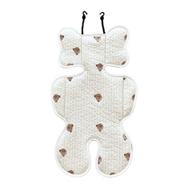 Soft Baby Stroller Seat Cushion Breathable Pure Cotton Infant Car Seat Head Neck Body Support Thin Style Bear