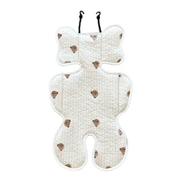 Soft Baby Stroller Seat Cushion Breathable Pure Cotton Infant Car Seat Head Neck Body Support Thin Style Bear