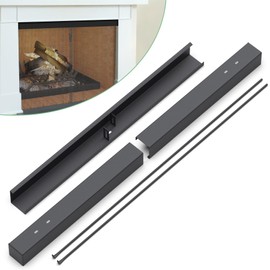 Memrita Adjustable Fireplace Curtain Rod and Valance Kit, Fireplace Curtain Rod Kit for Fireplace Mesh Screen Curtain, Easy Installation,Black