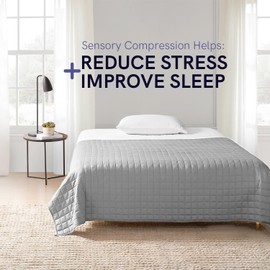 YnM 15lbs Weighted Blanket for Adults, Cotton Heavy Bed Throw Blanket with Cooling Glass Beads for All Season Use, Ideal for ~140lbs (48x72 Inches, Twin/Full, Light Grey)