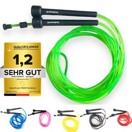 SPORTIVONETIC® Premium Skipping Rope for Adults & Children, Men & Women - for Fitness, Crossfit, Sports, Boxing and Leisure - Adjustable Size - Speed Rope, Jump Rope, Jump Rope (Green)
