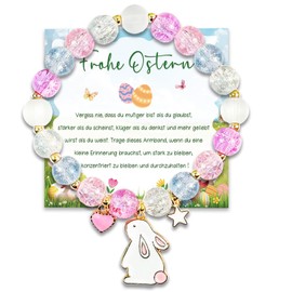 PeakPeek Easter Gifts Girls 4 5 6 7 8 9 10 11 12 Years, Easter Gifts Children's Bracelet Girls Gifts with Easter Cards, Small Items for Easter Children Girls Easter Party Bag Rabbit Children's