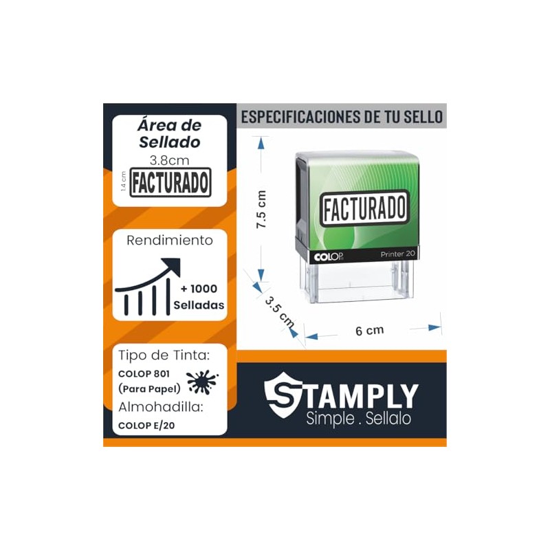 Sello Automático Empresarial, 1.4 x 3.8 cm, Frases Comerciales, Tinta