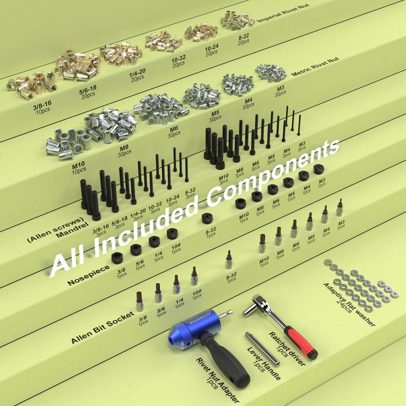 WelderElite Rivet Nut Drill Adapter Kit - Dual Drive Modes: