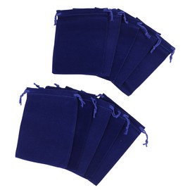 Hiro World Trade Jewelry Pouches, Set of 10, Velvet Drawstring Bag, Small Items, Gift Bag, Large 4.7 x 6.9 inches (12 x 17.5 cm), Navy Blue)