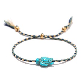 Handcess Boho Anklets Women Ankle Bracelets Turtle Braid Anklet Foot Jewelry for Women and Girls (Blue)