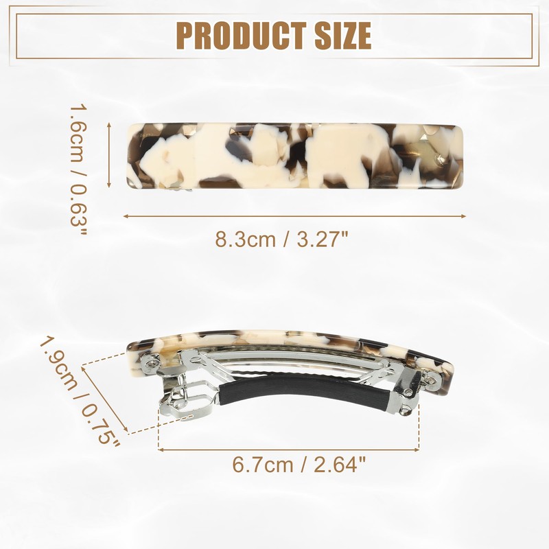 VOCOSTE 2 Pcs Hair Barrettes, Tortoise Shell Hair Barrettes, Acetate