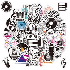 50Pcs Music Stickers,Reusable Music Symbols Aesthetic Guitar Stickers,Water Proof Band Stickers,Suitable for Music Lovers,Kids,Youth for Water Bottle,Laptop,Skateboard,Guitar Decoration.