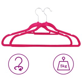 YAFF 50 pcs Clothes Hanger Set Anti-Slip Pink Velvet