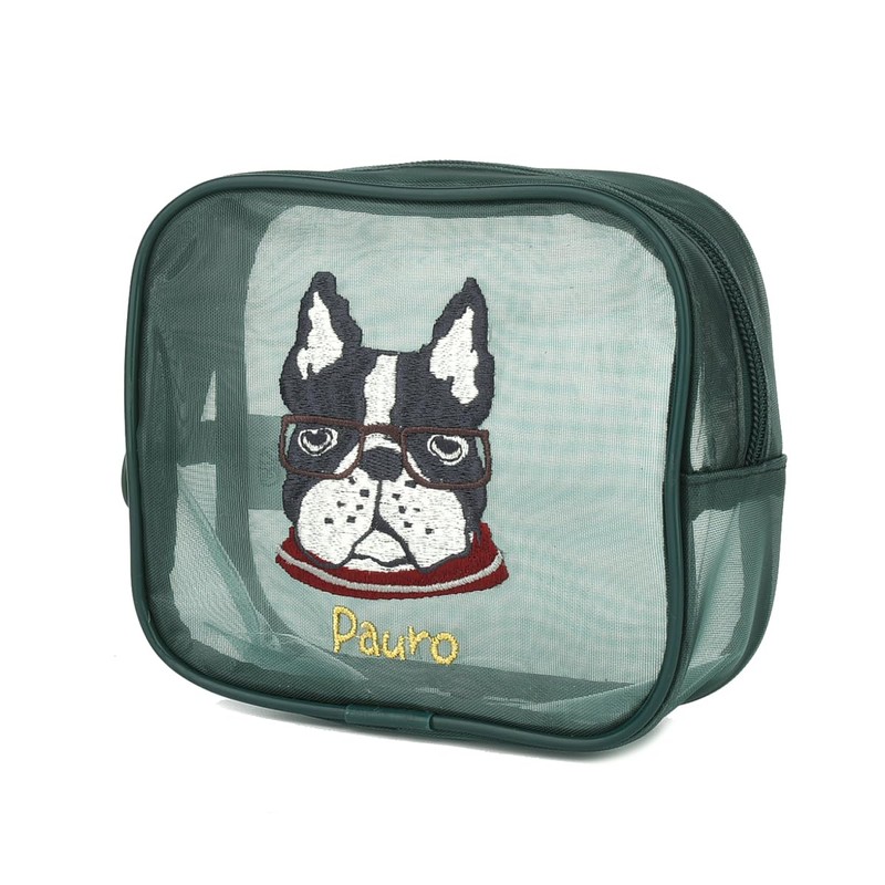 Kusuguru Japan Animal Mode Mesh Fabric Cosmetic Pouch, green