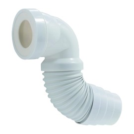 Wirquin 70718863 Angled Toilet Pipe Suitable for Almost All Standing Toilets with Extendable Body for Stick-On White