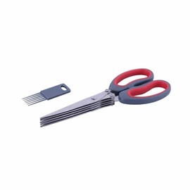 Avanti Herb Dicing 10 Blade Scissors with Cleaning Comb, Blue/Red