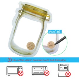 24pcs Mason Jar Bags, Reusable Zipper Bags, Fresh Bags, Leakproof Snacks Sealed Storage Bags, Food Saver Bags