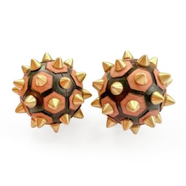 2 x hedgehog balls made of wood and brass, handmade, natural product, acupressure, massage, relaxation, DBT skills against tension