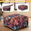 TOPHMDECOR Ottoman Cover Square Slipcovers Printed,Stretch Footrest Stool Cover for