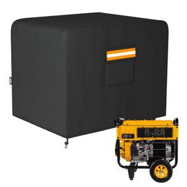 EVRBUL Generator Cover, 32’’L x 24’’W x 24’’H Heavy Duty Waterproof 420D All-Weather Generator Cover with Storage Pocket Compatible with Most Generators 5000-10000 Watt (Black)
