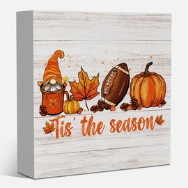 Tis the Season Fall Decorations for Home Gnomes Fall Decor Farmhouse Autumn Pumpkin Decorations Autumn Thanksgiving Decor for Bedroom 5 x 5 inches (Tub 3901)