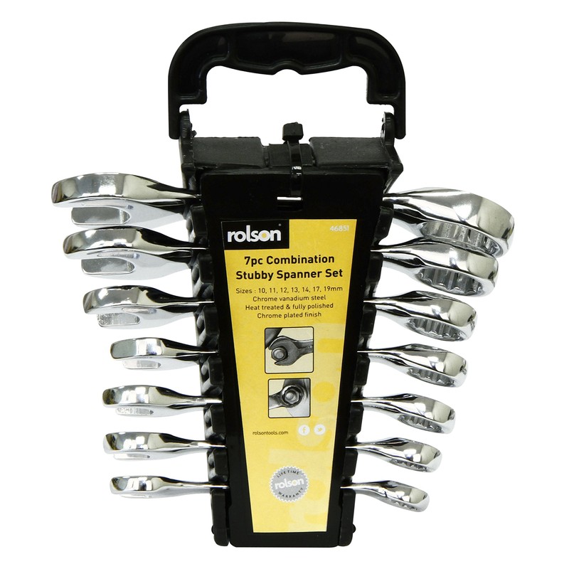 Rolson 46851 7 pc Stubby Combintaion Spanner Set