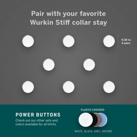 [Wurkin Stiffs] Men's 8 Storage Case Magnetic Power Button - Collar Stay, Single Pack (8 Buttons), Silver