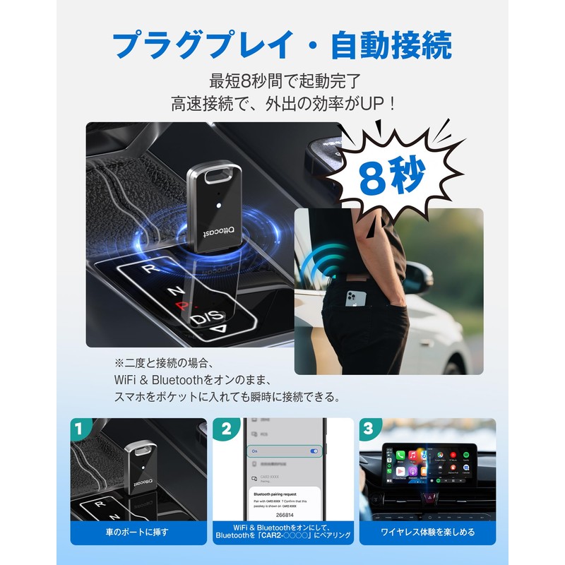 OTTOCAST MINI 2025 Latest Wireless, CarPlay & Android Auto Adapter,