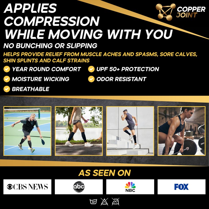 CopperJoint Calf Compression Sleeve for Men & Women, Footless Leg