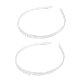 2pcs Strong Clear Plastic Hairbands for Womens Girls Gripping Teeth Hair Band Transparent Alice Bands Hair Styling Headbands Width 1CM (Clear Colour)