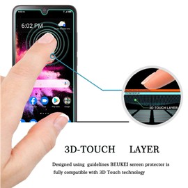 beukei (3 Pack) Compatible for Alcatel TCL 30 Z/TCL T602DL / TCL 30 LE/TCL 30Z Screen Protector Tempered Glass,Touch Sensitive,Case Friendly, 9H Hardness