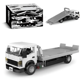 Ebortsin Rescue Flatbed Trailer Truck Car Building Kit - 482 Pcs Flatbed Trailer Model Truck Building Toys, Collectible Gift for Adults and Kids, Compatible with L***, 1:32 Scale