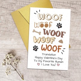 Qiliji Funny Valentine's Day Card from Dog, Cute Dog Valentines Day Card for Men Women, Humorous Valentines Day Card for Dog Lover, To My Favorite Human
