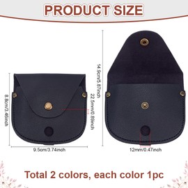 PH PandaHall 2pcs Leather Pocket Watch Pouch, Classic Watch Case 8.8x9.5 cm Protective Bag Watches Holder Carry Case with Clasp for Travel Outdoor, Men Gift, Brown and Black