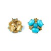 Kenneth Jay Lane Gold and Turquoise Cabochon Cluster Pierced Earrings