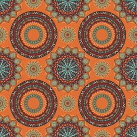 LACHEERY Burnt Orange Boho Wallpaper Peel and Stick Vintage Boho Teal Orange Geometric Circle Wallpaper Stick and Peel Waterproof Contact Paper for Walls Cabinets Self Adhesive Wall Paper 17.5"x80"