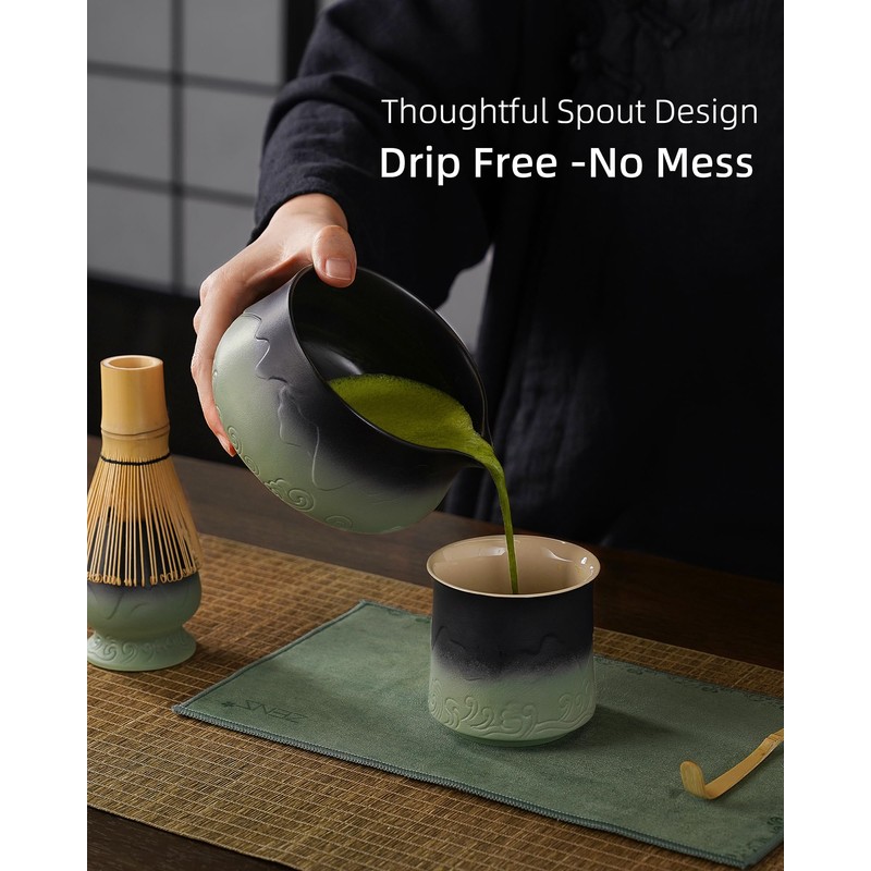ZENS Matcha Tea Set with Bamboo Whisk, 5pc Matcha Tea