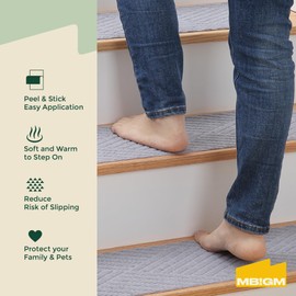 MBIGM MBIGM 8" X 30" (15 in Pack) Non-Slip Carpet Stair Treads Non-Skid Safety Rug Slip Resistant Indoor Runner for Kids Elders & Pets with Reusable Adhesive - Cornstalk Diamond Weave