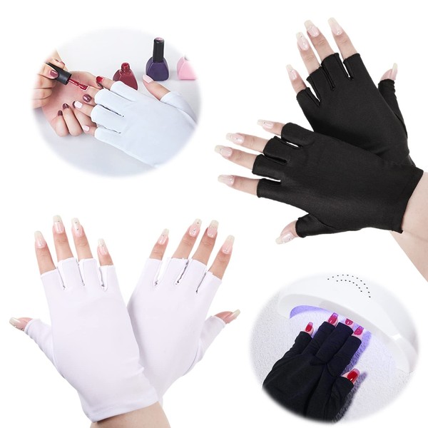 2 Paar UV-Handschuhe für Gelnägel, UV-Nagellicht-Lampe Maniküre-Trockner, fingerlose Handschuh-Shield Hände für Nagelkunst Hautpflege Gel Maniküre Trockner, Outdoor Verwendung für Frauen