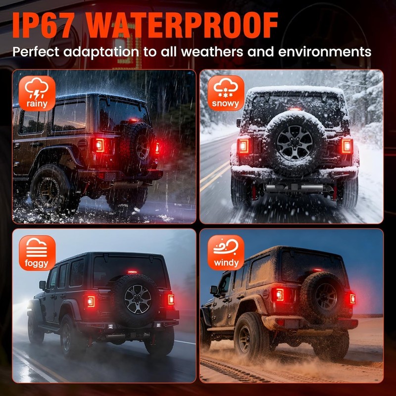 SUPAREE Flush Mount LED Tail Lights fit Jeep Wrangler JL